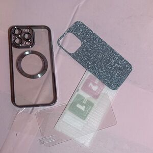 Case-Mate Glittery Silver and Clear Phone Case Set